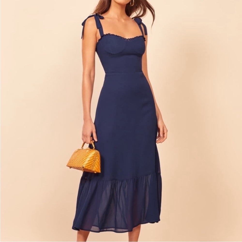 Reformation Navy Blue Midi Dress